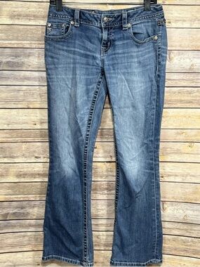 Miss Me Women’s Bootcut Jeans Size 28 Blue Embellished Rhinestone Sequin Pockets